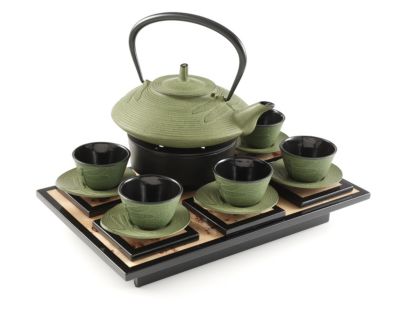 Green Dragonfly Cast Iron Tea Set